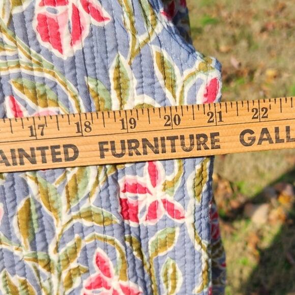 Reversible Block Print Quilted Jacket Floral Kantha Style Coat Boho Cottagecore - Picture 7 of 10